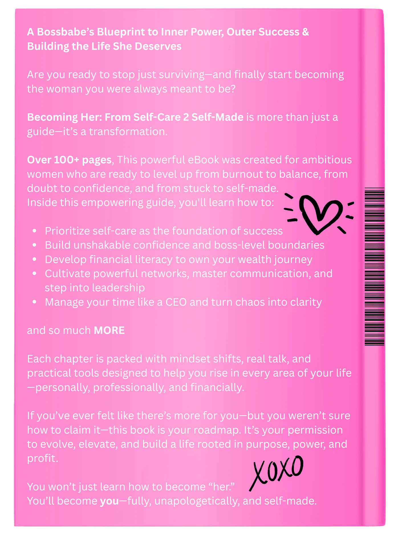 Pink book cover with text about self-care, confidence, and empowerment