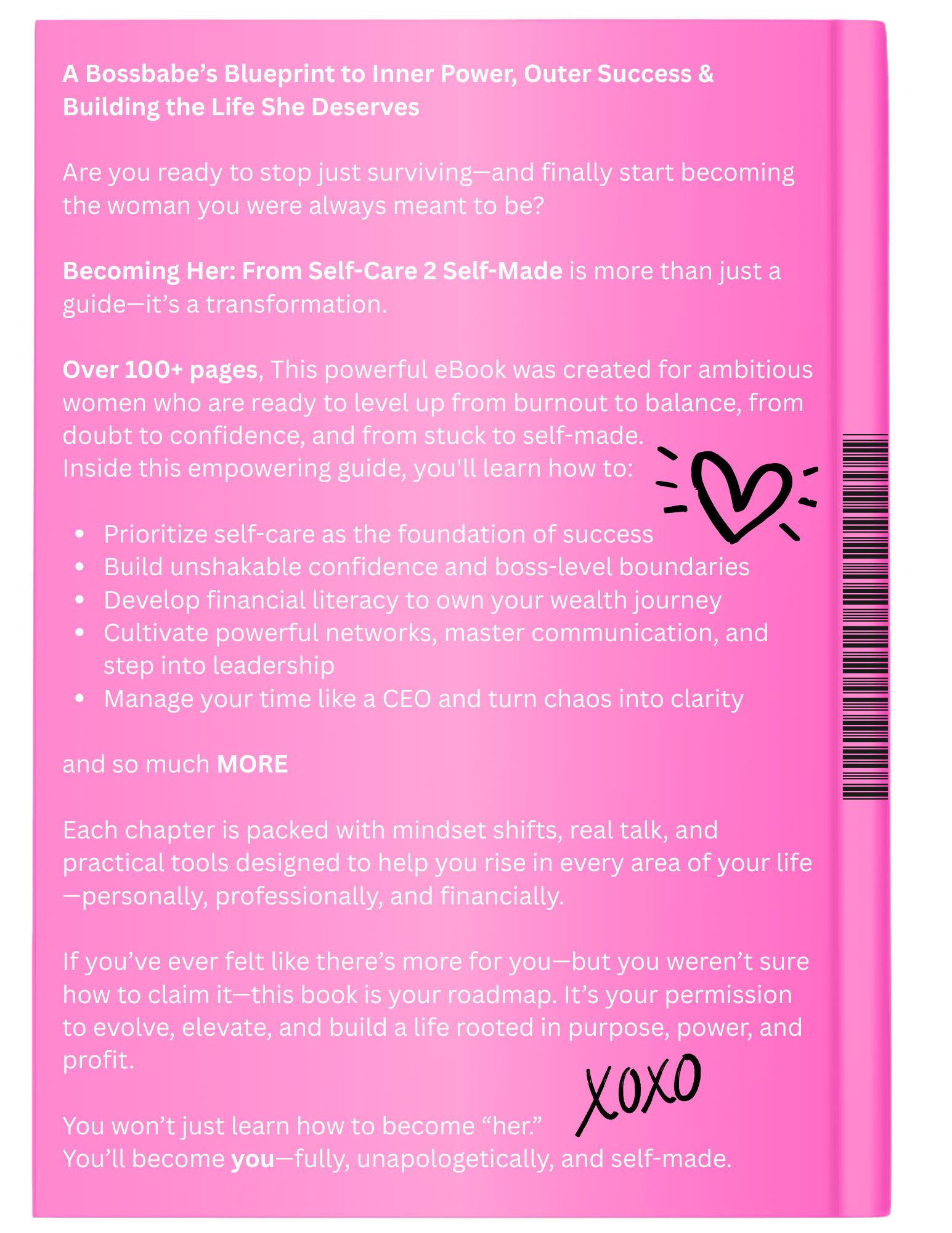 Pink book cover with text about self-care, confidence, and empowerment