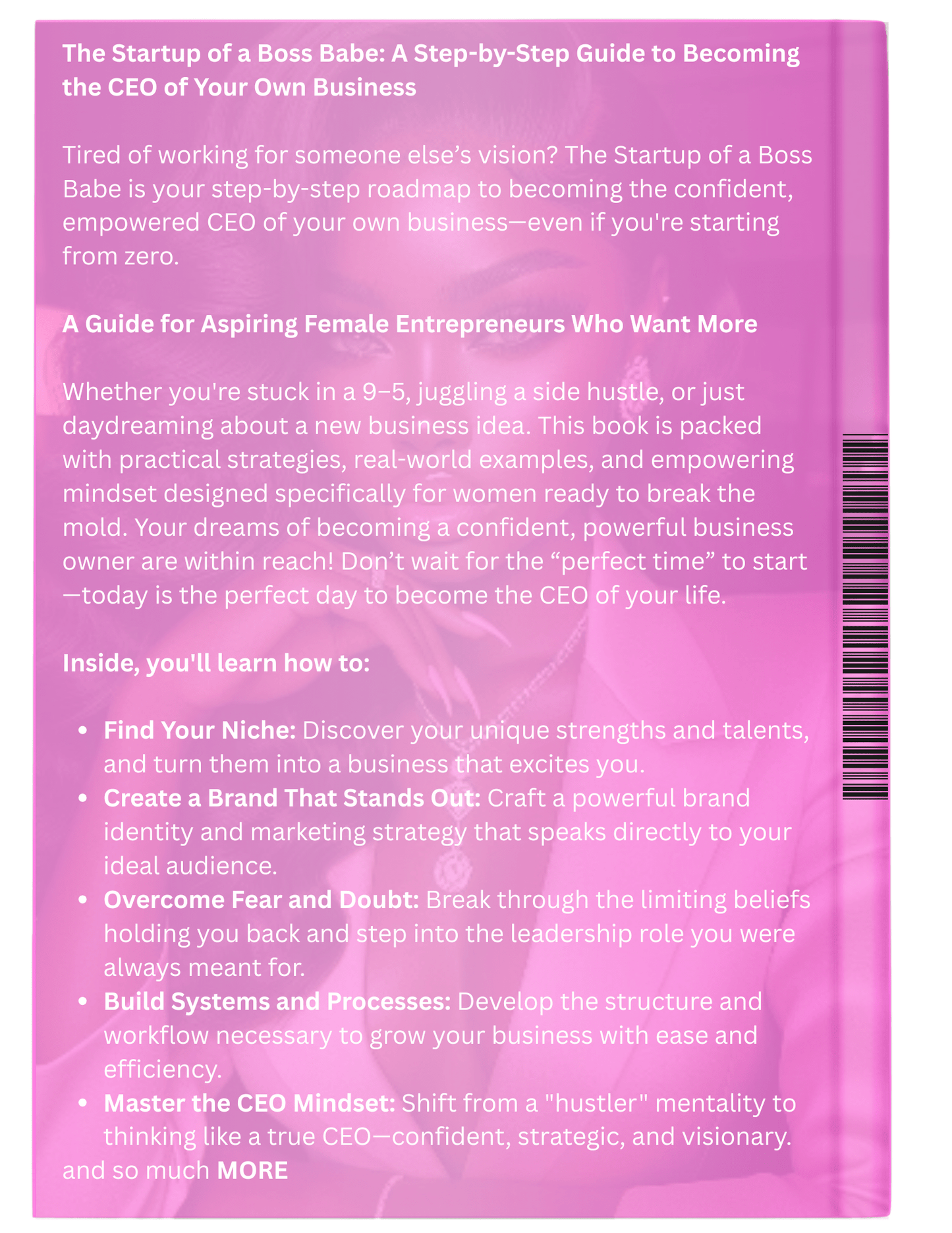 Book cover of 'The Startup of a Boss Babe' with text on a pink background