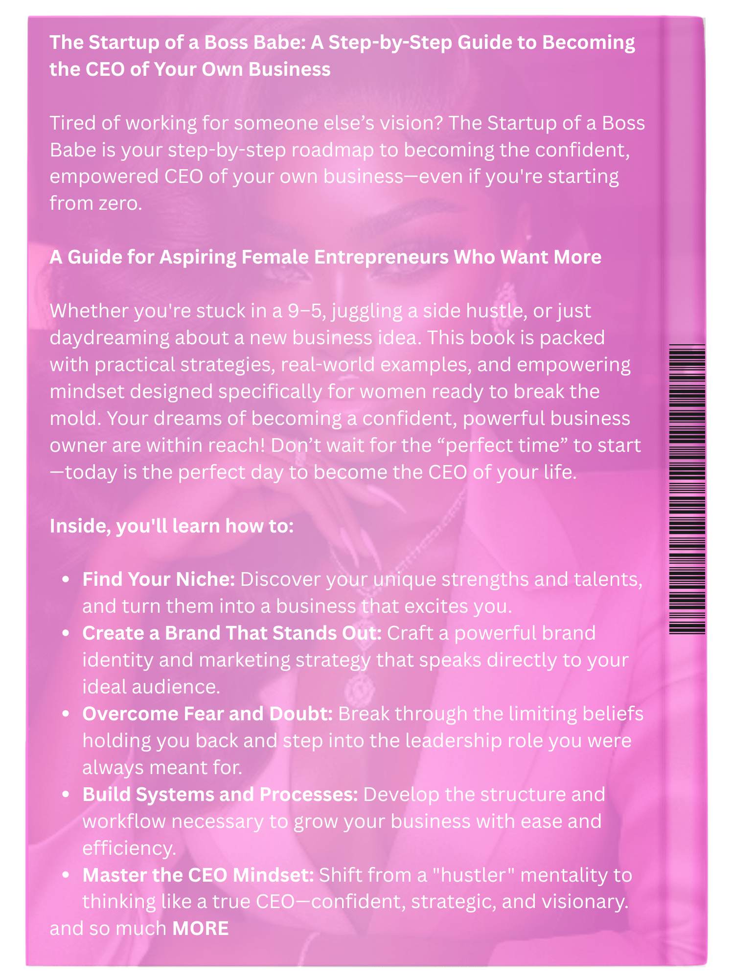 Book cover of 'The Startup of a Boss Babe' with text on a pink background